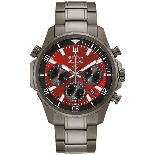 Marine Star Chronograph Quartz Red Dial Men'S Watch 98B350